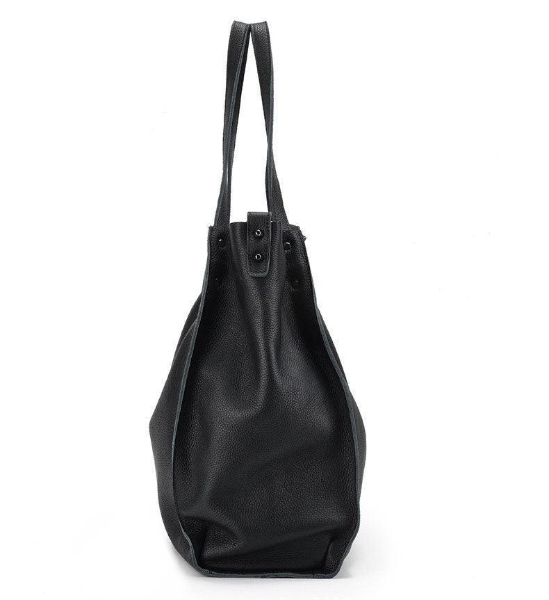 Large Leather Tote Bag, Cowhide Leather Tote Bag, Personalized gifts, Black