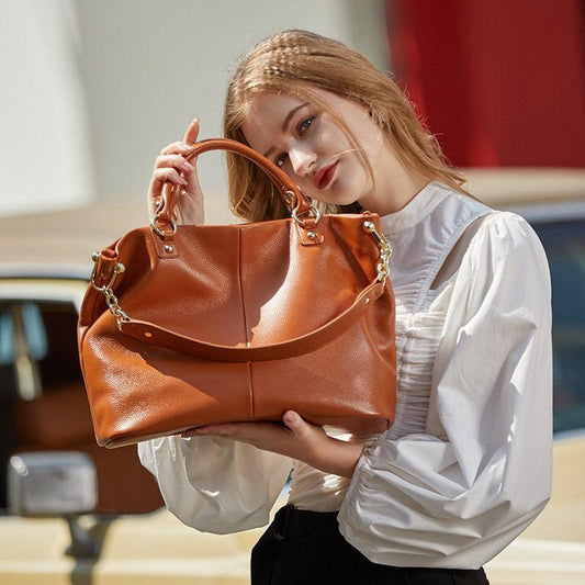 Large Leather Tote Bag | Leather Shoulder Bag | Soft Leather Handbag | Spacious and Durable | Black Brown Tote | Birthday Gift