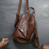 Small LEATHER BACKPACK Black Red, Handmade Leather Handbag, Bohemian Vintage Bag Women, Mini Leather Backpack Boho, Ethnic Leather Bag