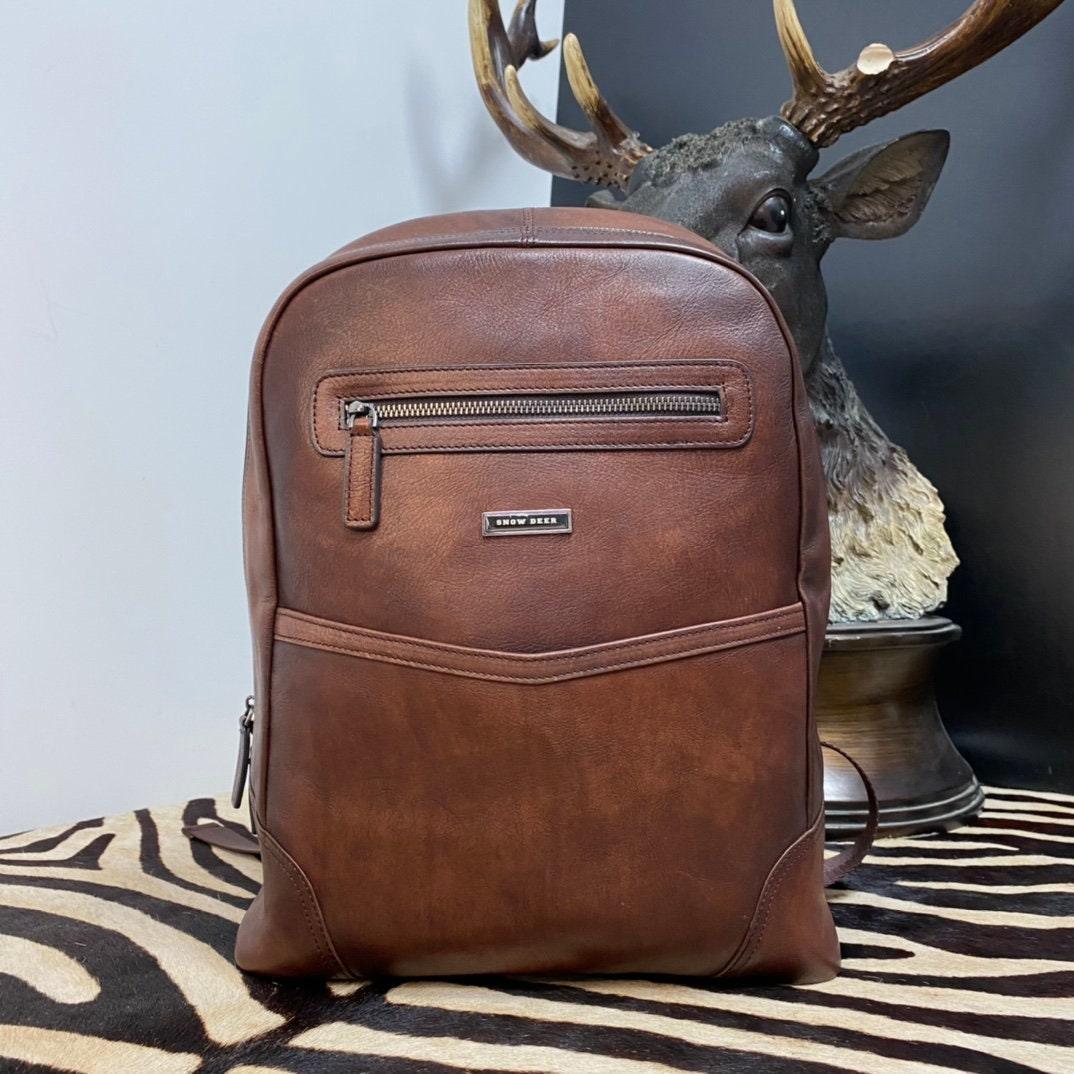 LEATHER BACKPACK Coffee Handcrafted Leather Handbag Bohemian Vintage