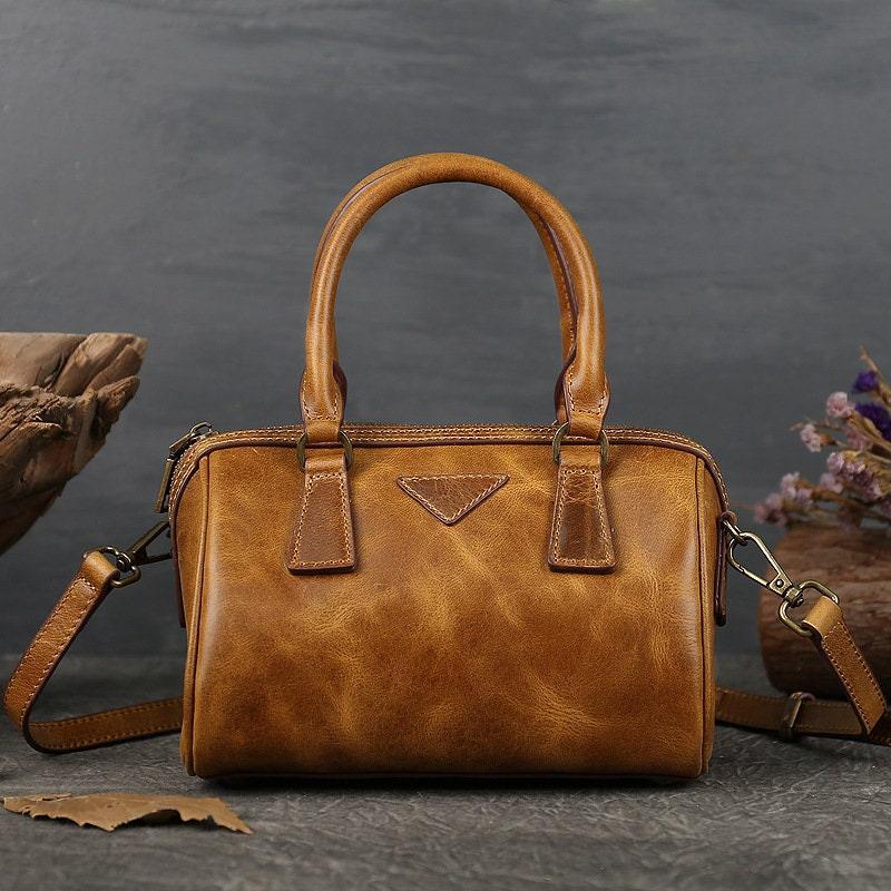 Leather Boston Bag, 3 Colours Leather Handbag, Handmade Leather Bag, Woman's Brown, Black Leather Bag, Small Floto Bag, Crossbody Bag