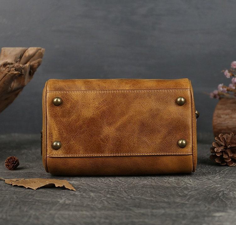 Leather Boston Bag, 3 Colours Leather Handbag, Handmade Leather Bag, Woman's Brown, Black Leather Bag, Small Floto Bag, Crossbody Bag