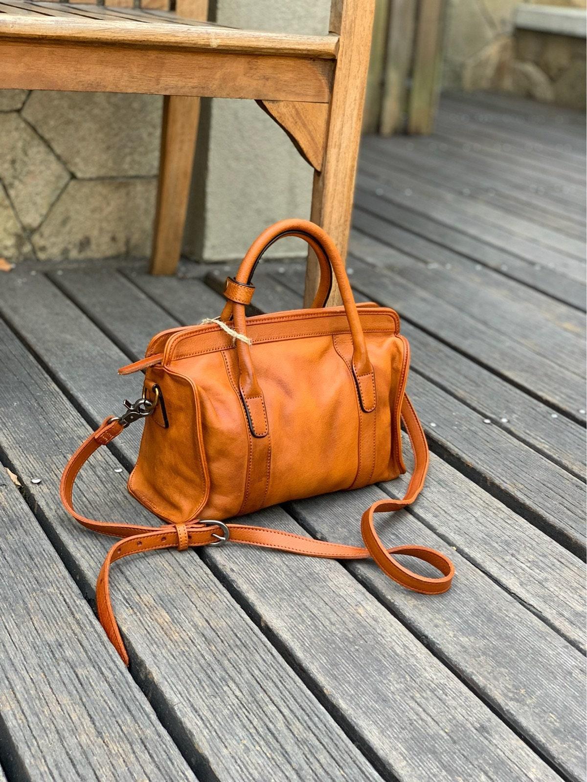 Leather Boston Bag, 5 Colours Leather Handbag, Handmade Leather Shoulder Bag, Woman's Brown, Red, or Black, Coffee, Green Leather Bag