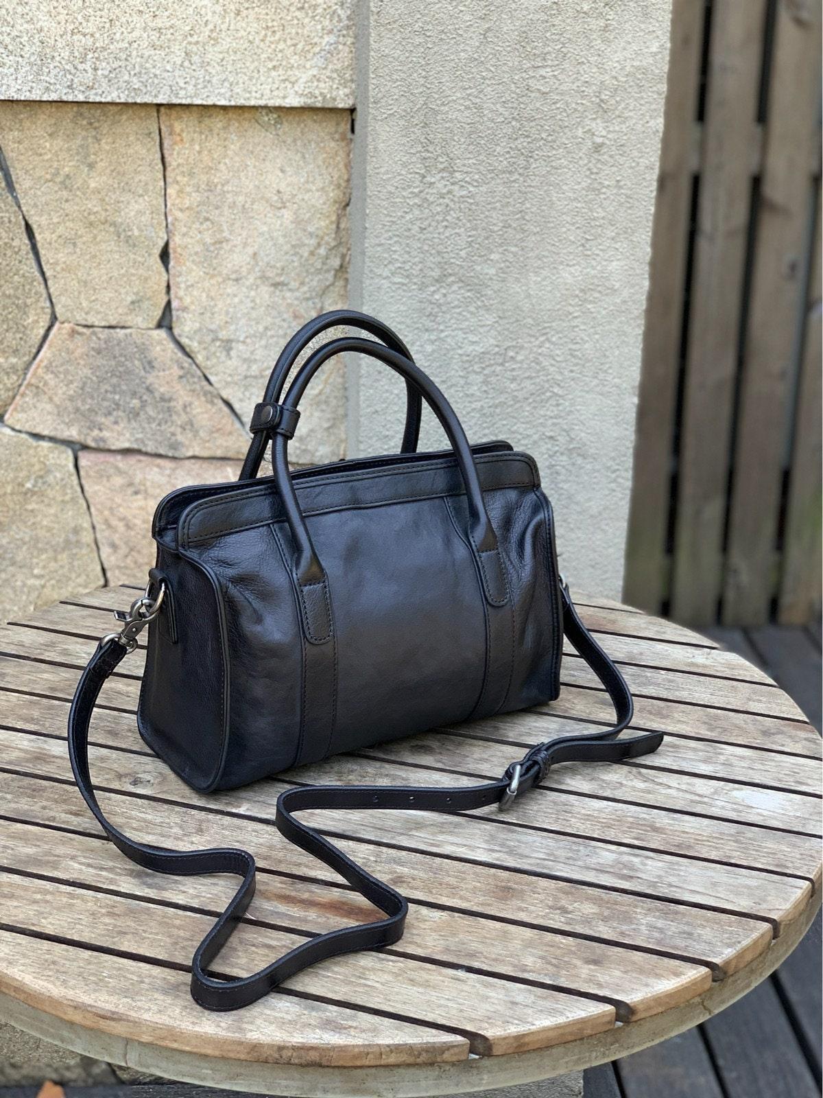 Leather Boston Bag, 5 Colours Leather Handbag, Handmade Leather Shoulder Bag, Woman's Brown, Red, or Black, Coffee, Green Leather Bag