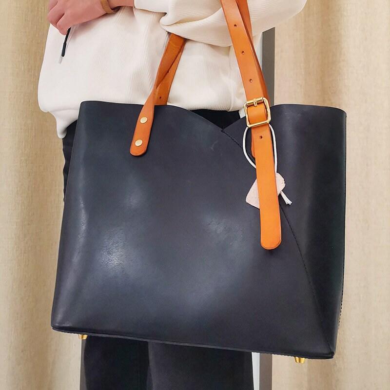 Leather tote bag medium size, Leather work bag, Everyday bag, Vintage look handbag Great gift for her, Mothers day gift, Tan, Green, Black