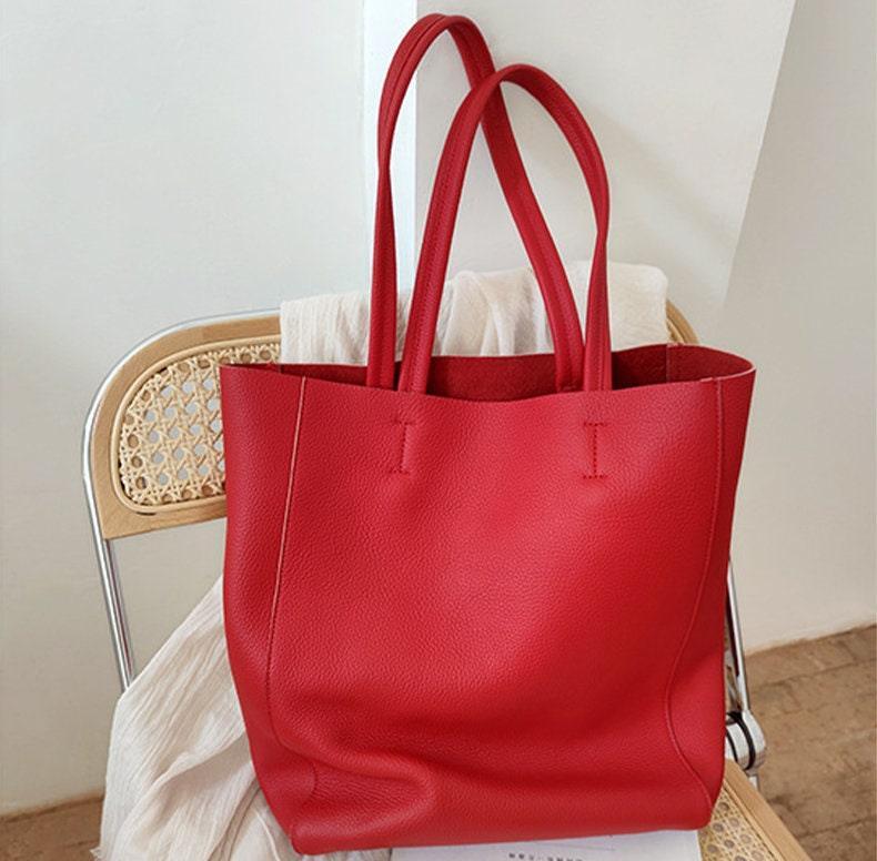 Leather tote woman, Leather tote, Red Leather tote, Large leather tote bag, Leather tote, Tote bag leather, Tote bag, Soft leather Red Bag