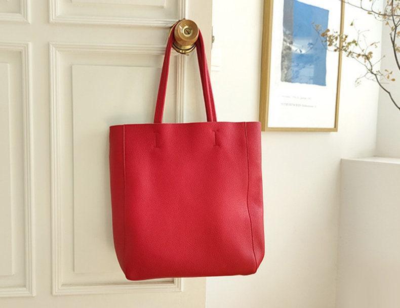 Leather tote woman, Leather tote, Red Leather tote, Large leather tote bag, Leather tote, Tote bag leather, Tote bag, Soft leather Red Bag
