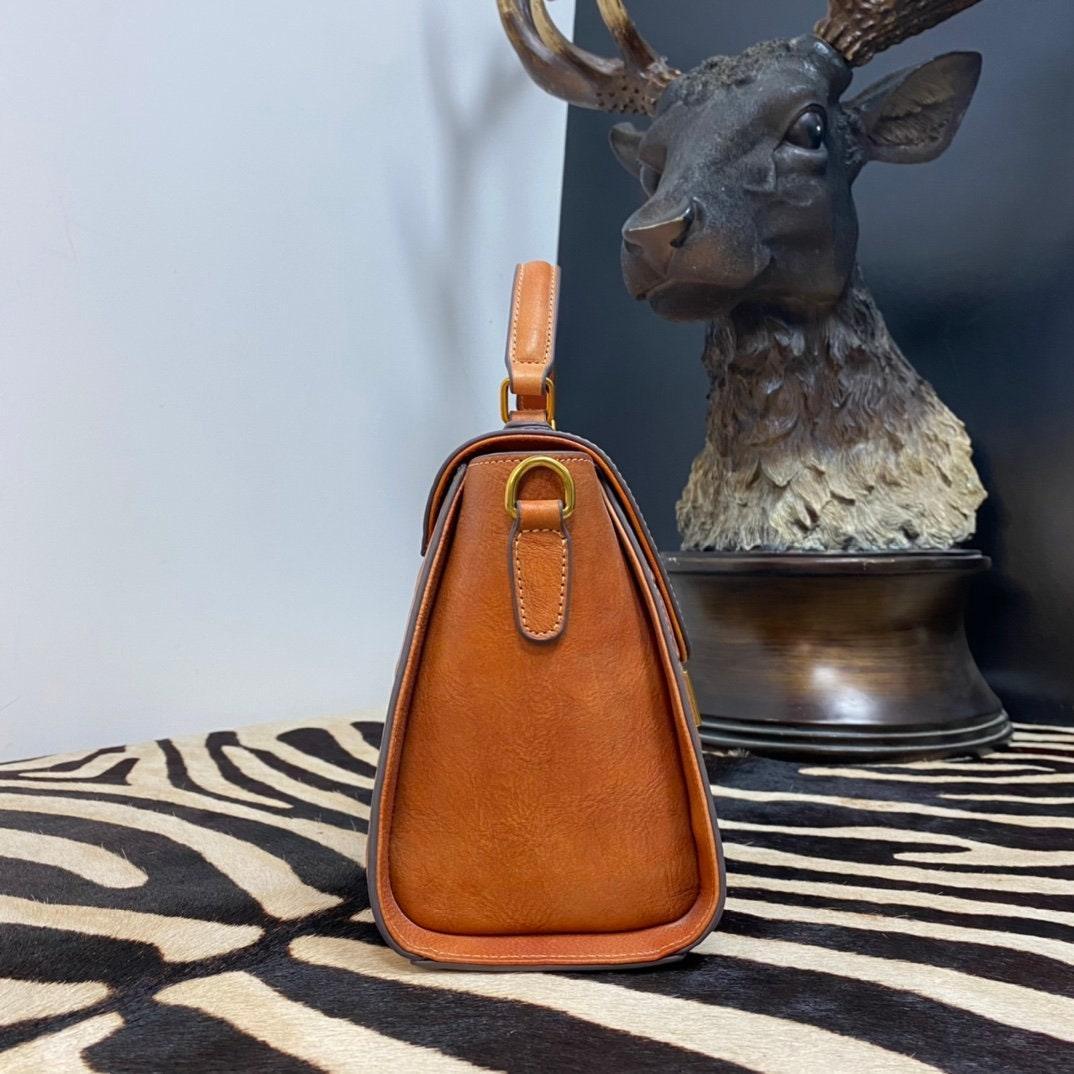 Medium leather minimal Box shoulder bag, Crocodile square bag, Handcrafted crossbody bag, gift for women, everyday bag, Red/Brown