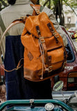 Military Style Cowhide Leather Backpack, Leather Travel Bag, Men Backpack Sack, Sea Sack, Army Backpack, Sailor Bag, Full Grain Leather
