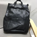 Minimalist brown/black cowhide leather backpack women, leather handbag men, Handcrafted Leather rectangle backpack laptop bag, Gift for Her