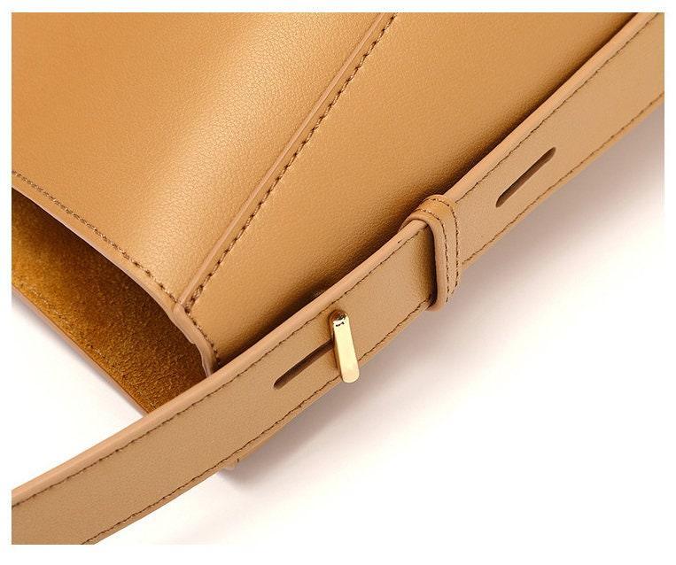 Minimalist Bucket Bag in Genuine Leather | Leather Shoulder Bag Gold Tone, Chic Crossbody Bag, Gift for Her