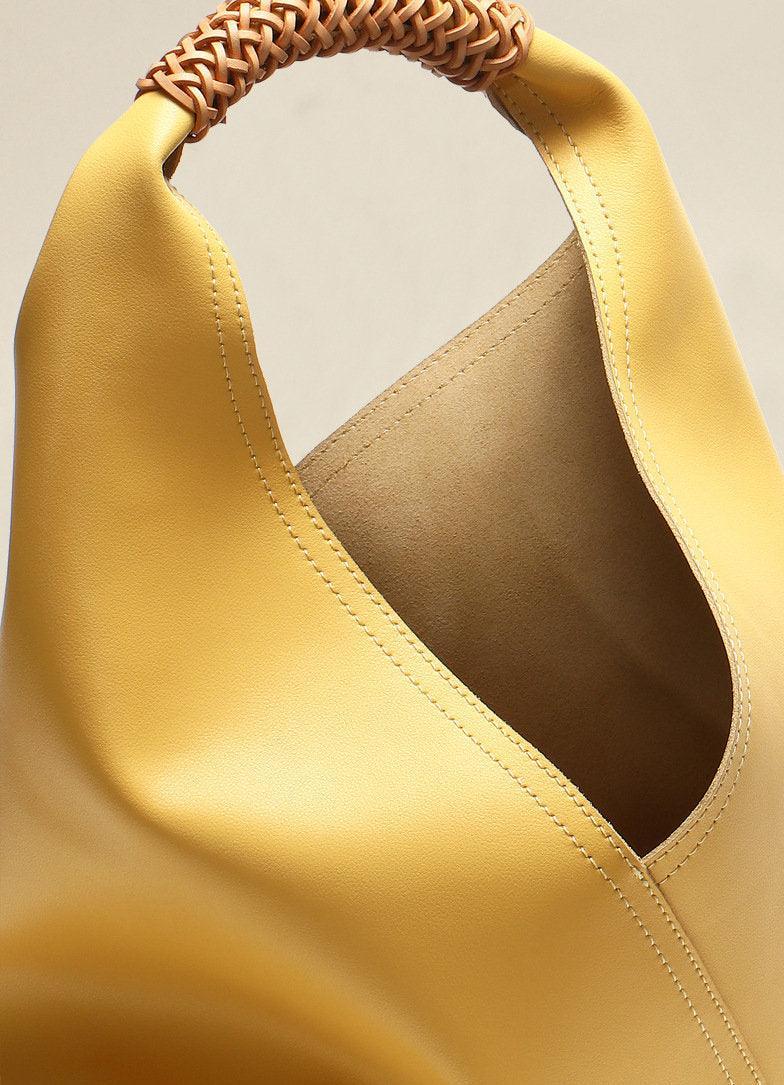 MINIMALIST BUCKET BAG | Genuine Leather | Woven Handle | Fashion Tote Bag | Women Handbag | Birthday Gift | Christmas Gift | Gift for Her