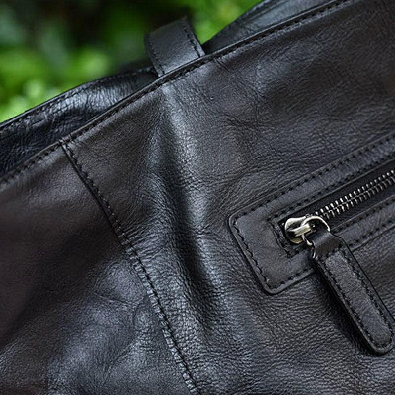 Minimalist Full Grain Leather Tote Bag, Casual Distressed Leather Bag, Large Shopper Bag Leather Slouchy Chic Shoulder Bag Christmas Gift