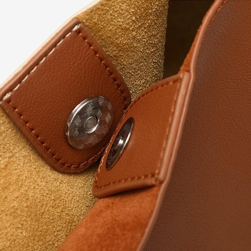 Minimalist Genuine Leather Tote, women reverse bag, top handle purse, leather purse, leather bucket bag, gift for her, Everyday Bag