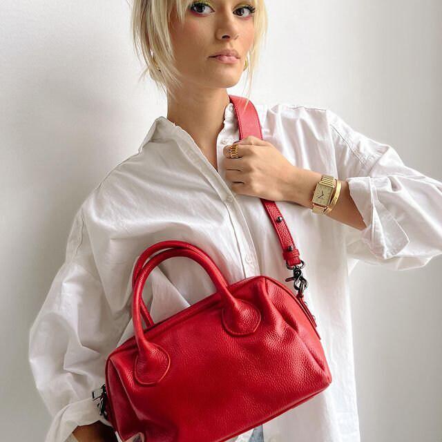 Minimalist Italy Grain Leather Boston Bag, Leather Shoulder Bag Yellow, Black, Lady Fashion Crossbody Bag, Everyday Bag, Gift for Her