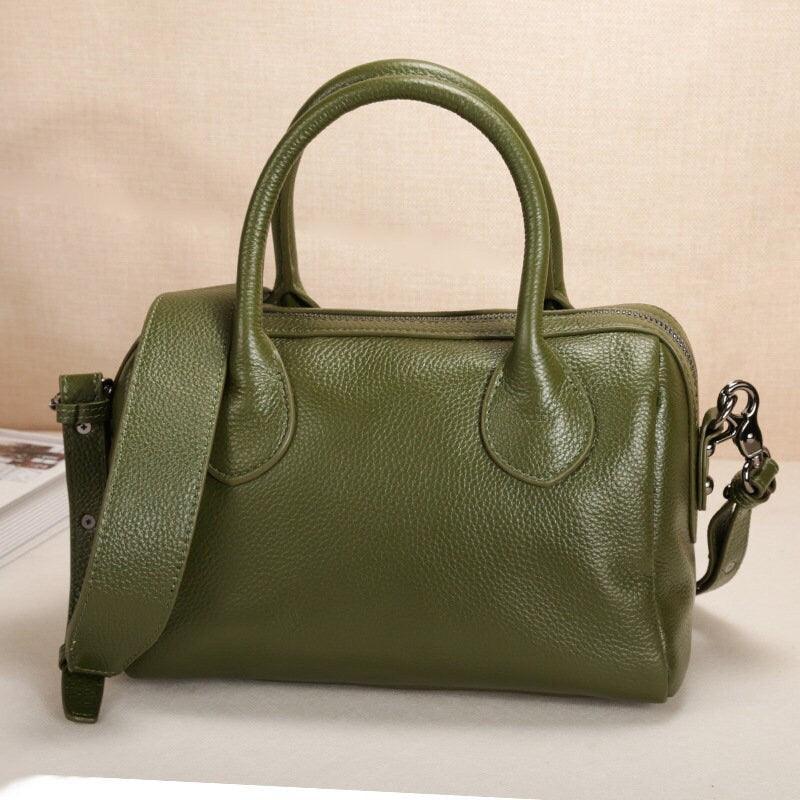 Minimalist Italy Grain Leather Boston Bag, Leather Shoulder Bag Yellow, Black, Lady Fashion Crossbody Bag, Everyday Bag, Gift for Her