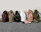 Minimalist Leather Drawstring Bucket Bag, 3 in 1 Cowhide Leather Bucket Backpack, Women Shoulder Bag, Designer Tote Bag, Gift For Her/Him