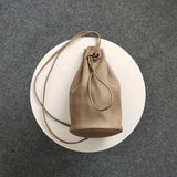 Minimalist Leather Drawstring Bucket Bag, 3 in 1 Cowhide Leather Bucket Backpack, Women Shoulder Bag, Designer Tote Bag, Gift For Her/Him