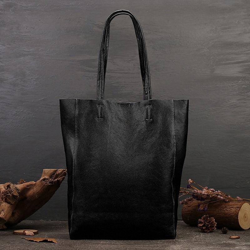 Minimalist Leather Tote Bag Casual Distressed Leather Bag Large Shopper Bag Leather Diaper Bag Slouchy Tote Shoulder Bag Birthday Gift