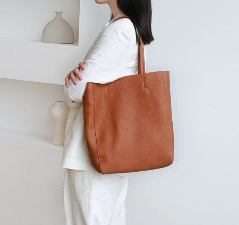 Minimalist Leather Tote Bag, Classic Leather Tote, Everyday Use Tote Bag, Laptop Work Student Bag, Leather Shoulder Bag, Mother’s Day Gift