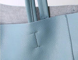 Minimalist Leather Tote Bag, Full Grain Leather Large Tote Bag, Classic Everyday Bag, Birthday gift for her, Light Blue