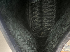 Navy Handcrafted Woven Leather Tote Bag, Full Grain Leather Hand Woven Triple Jump Bamboo Ladies HoBo Bag, Flat Opening Summer Holiday Bag Navy Handcrafted Woven Leather Tote Bag, Full Grain Leather Hand Woven Triple Jump Bamboo Ladies HoBo Bag, Flat Opening Summer Holiday Bag