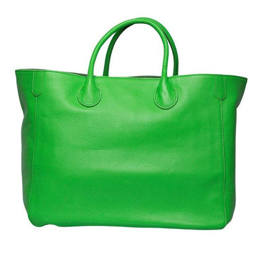 Extra Large Leather Tote Bag, Cowhide Leather Bag, Lady Fashion Bag Green, Leather Weekend Bag, Women Carry Out Bag, Gifts For Her