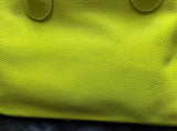 Neon Yellow Large Leather Tote Bag, Cowhide Leather Bag, Must-have Lady Fashion Bag, Weekend Bag, Lady Working Bag, Gift For Her