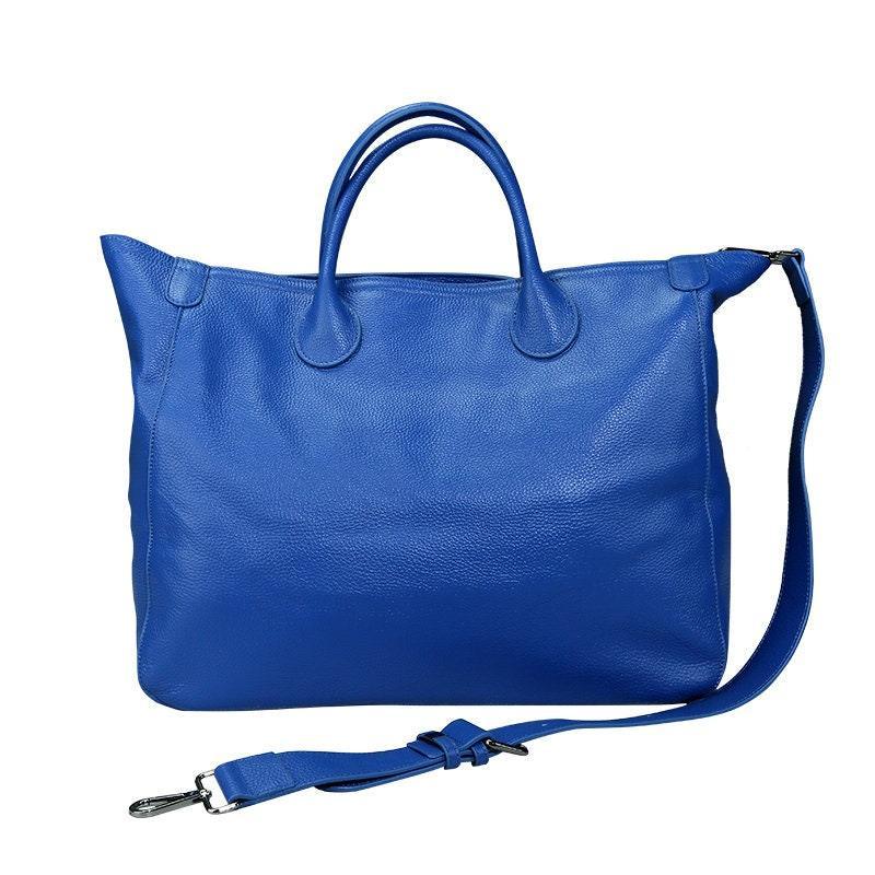 Oversize Large Leather Tote Bag, Cowhide Leather Bag, Lady Fashion Bag Blue, Personalized gifts