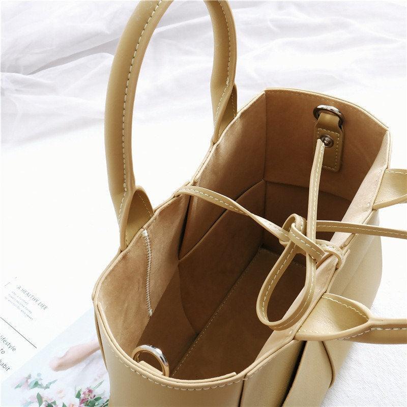 Quilted Elegant Leather Shoulder Bag Small , Minimalist Top Handle Bag, Convertible Crossbody Bag, Classic Style Soft Leather Work Bag