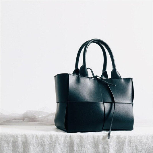 Quilted Elegant Leather Shoulder Bag Small , Minimalist Top Handle Bag, Convertible Crossbody Bag, Classic Style Soft Leather Work Bag