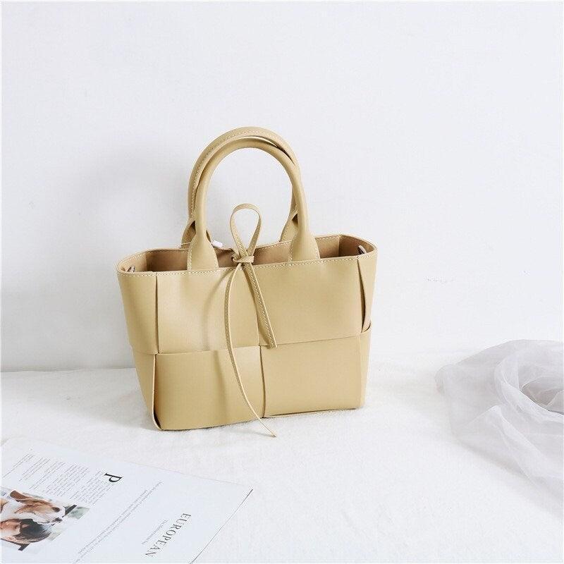 Quilted Elegant Leather Shoulder Bag Small , Minimalist Top Handle Bag, Convertible Crossbody Bag, Classic Style Soft Leather Work Bag