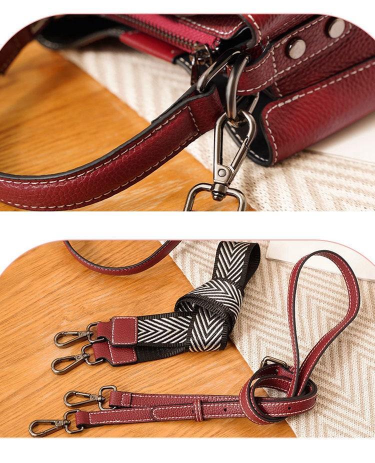 Real Genuine Leather Square bucket bag, Leather Small Crossbody Purse, Women's Shoulder Bag, Women Fashion Bag, Mother's Day Gift