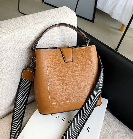 Real Genuine Leather Square bucket bag, Leather Small Crossbody Purse, Women's Shoulder Bag, Women Fashion Bag, Mother's Day Gift