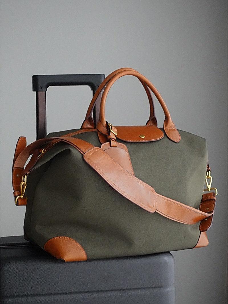 Recycled Nylon Cowhide Work Tote Bag, Handcrafted Women Travel Tote Bag, Men Traveling Bag, Laptop Bag, Personalised Initials Shopping Bag