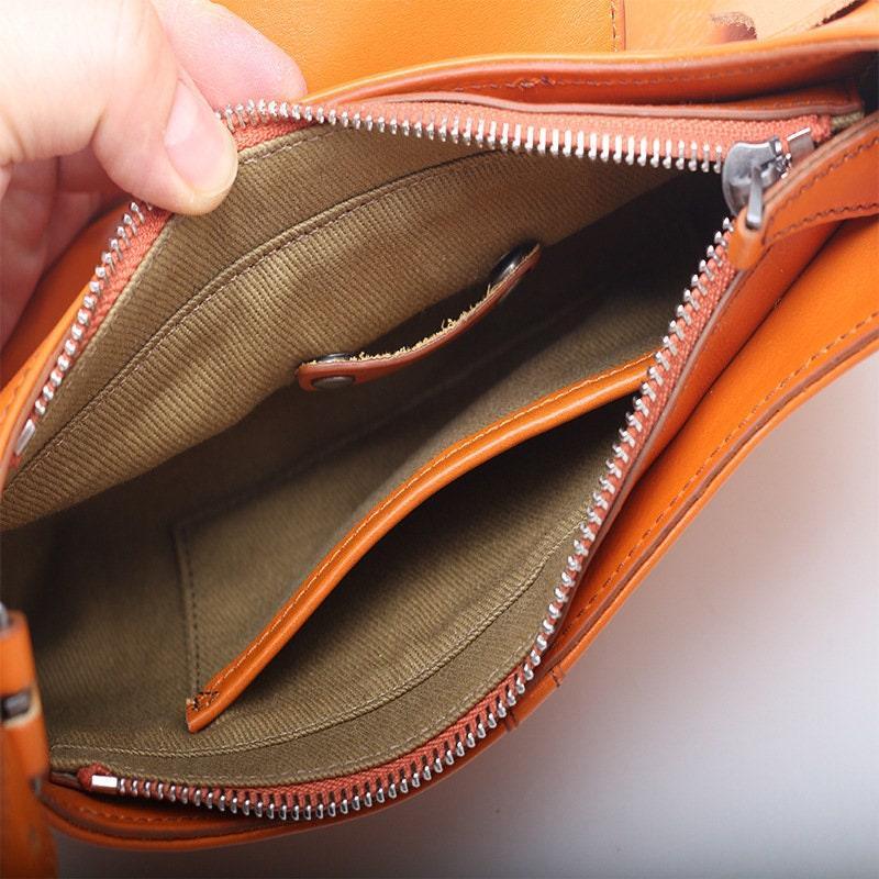 Retro Handmade Women's Bag, Contrast Color Leather Shoulder Bag, Small Satchel, Women Tote Bag Aesthetic Simple, Birthday Gift