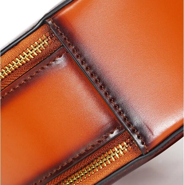 Round Cowhide Leather Bag, Leather Women's Purse, Retro Bag, Chic Shoulder Bags, Handbags, Fashionable Round Bags, Gift for Her