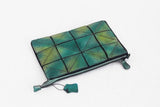 Small Geometric Purse | Cowhide Leather Shoulder Bags | Lattice Shoulder Clutch Bag in Green | Gift for Her