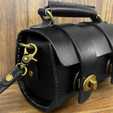 Small Natural Full Grain Leather Shoulder Bag, Cute and Durable Crossbody Bag, Handcrafted Lady Drum Handbag, Boston Bag, Gift For Her