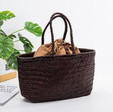 Soft Teal Black Woven Italian Leather Tote Bag, Italian Woven Italian Handbag, Slouchy Bag, Handmade Woven Leather Purse, Gift for Her
