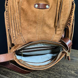 Suede Leather Fringe Bag Tan, Cowhide Leather Fringe Shoulder Purse, Lambskin Fringed Handbag, Crossbody Leather Bag, Handmade Bohemian