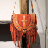 Suede Leather Fringe Bag Tan, Cowhide Leather Fringe Shoulder Purse, Lambskin Fringed Handbag, Crossbody Leather Bag, Handmade Bohemian
