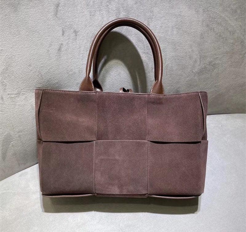 Suede Leather Quilted Large Leather Tote Bag, Minimalist Top Handle Bag, Elegant Shoulder Bag, Classic Style Soft Leather Work Bag, Coffee