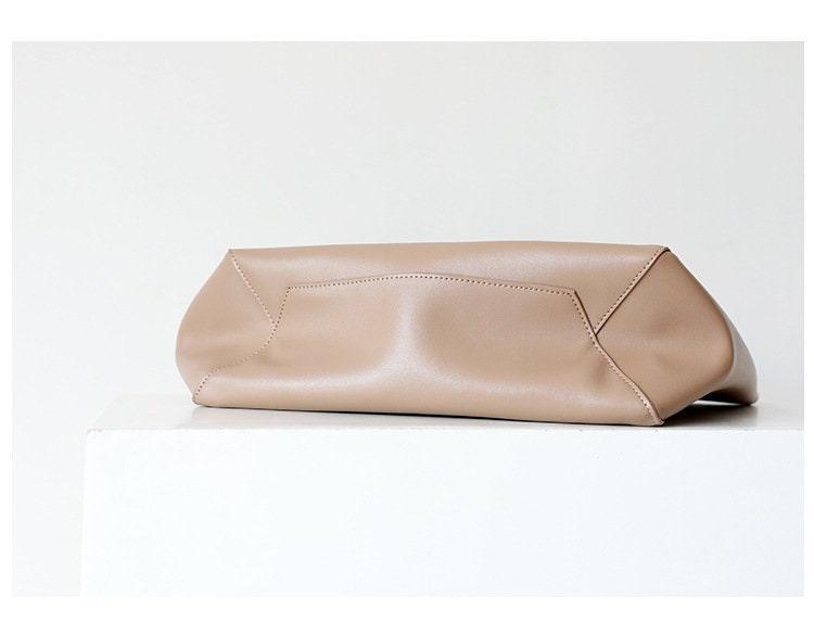 TOTE leather bag, Soft GENUINE leather bag, Large beige leather bag, Laptop, tablet bag, leather bag for books, leather shopper, Wine