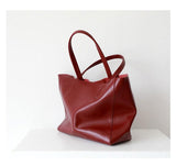 TOTE leather bag, Soft GENUINE leather bag, Large beige leather bag, Laptop, tablet bag, leather bag for books, leather shopper, Wine