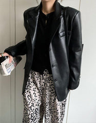 Trendy oversized Leather Jacket For Women's Biker, Minimalist Lambskin Leather Black/Brown Blazer, Handmade Chic Leather Biker, Gift for Her Trendy oversized Leather Jacket For Women's Biker, Minimalist Lambskin Leather Black/Brown Blazer, Handmade Chic Leather Biker, Gift for Her