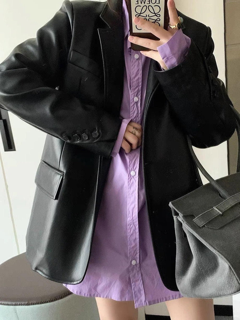 Trendy oversized Leather Jacket For Women's Biker, Minimalist Lambskin Leather Black/Brown Blazer, Handmade Chic Leather Biker, Gift for Her