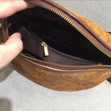 Vintage boho bohemian structured leather geometric tooled saddle bag, Handmade handbag, Small Leather Bag