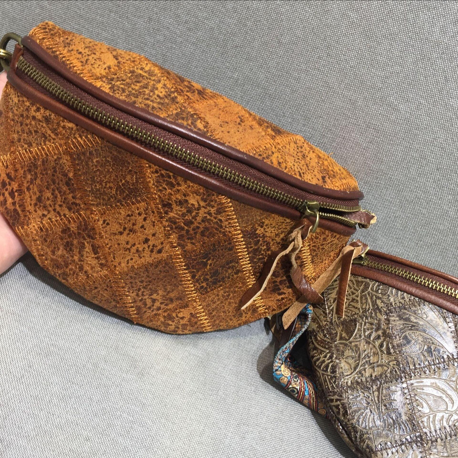 Vintage boho bohemian structured leather geometric tooled saddle bag, Handmade handbag, Small Leather Bag