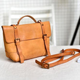 Vintage Italy Cowhide Leather Messenger Bag | Leather Shoulder Bag | Handmade Hand Bag | Leather Contrast Color Crossbody Bag - Alexel Crafts